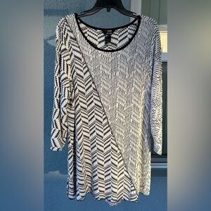 Ali Miles Stretchy Mixed Print 3/4 Sleeves Tunic Top Size 2X